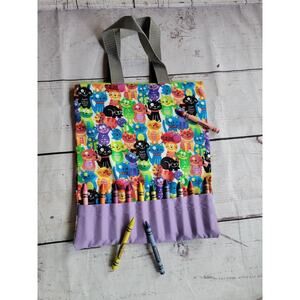 Handmade Colorful Cat Crayon Holder Tote Coloring Bag childrens travel bag